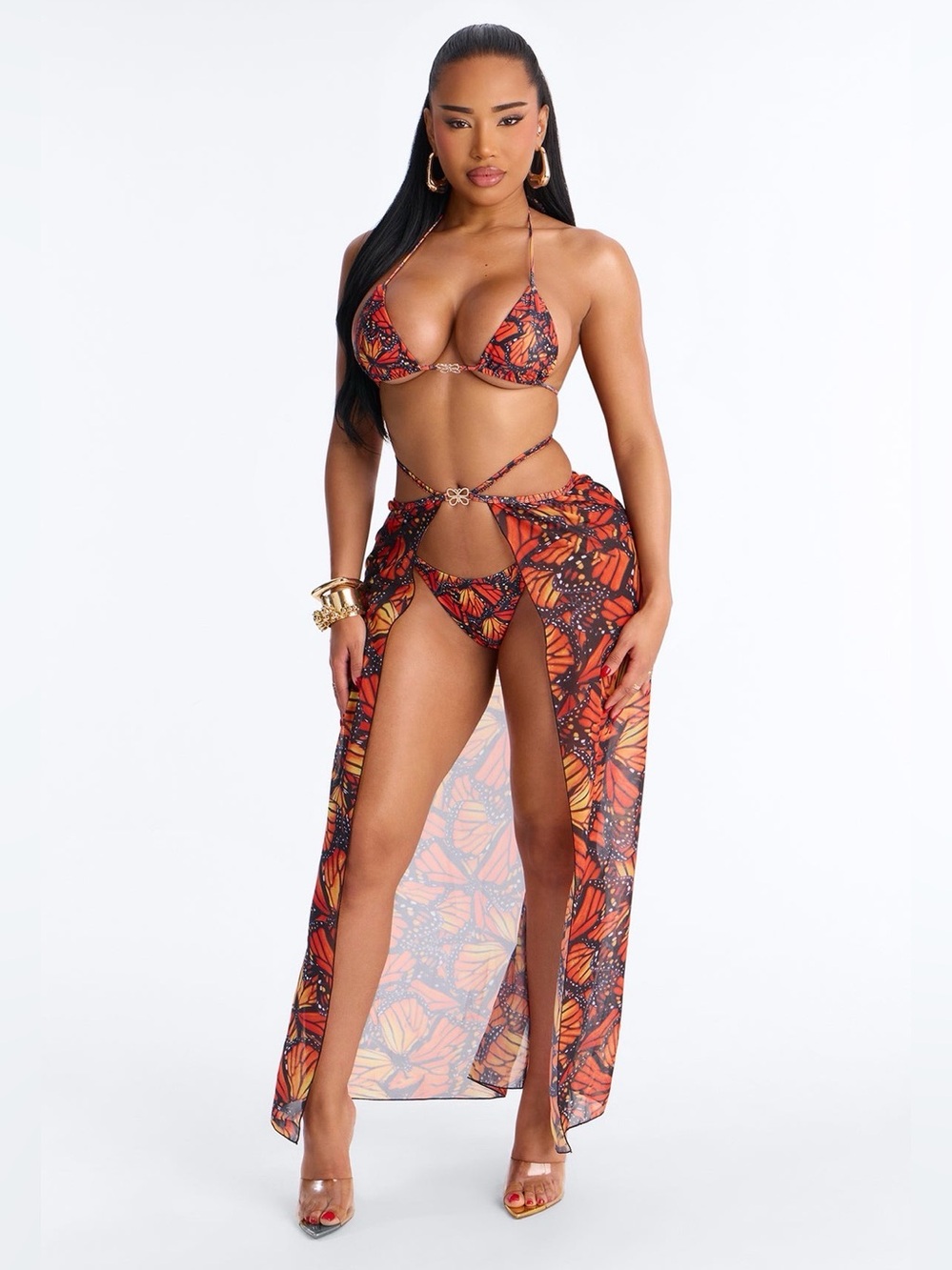 Fashion Nova 2PC Butterfly Print Bikini with Cover-Up Set🦋